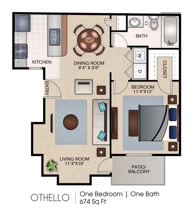 1 Bed • 1 Bath 0626 floor plan