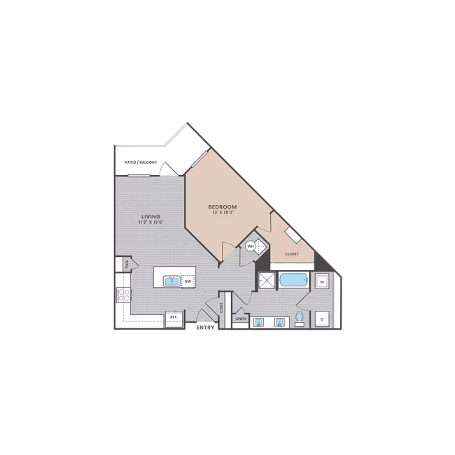 1 Bed • 1 Bath N4-1449 floor plan