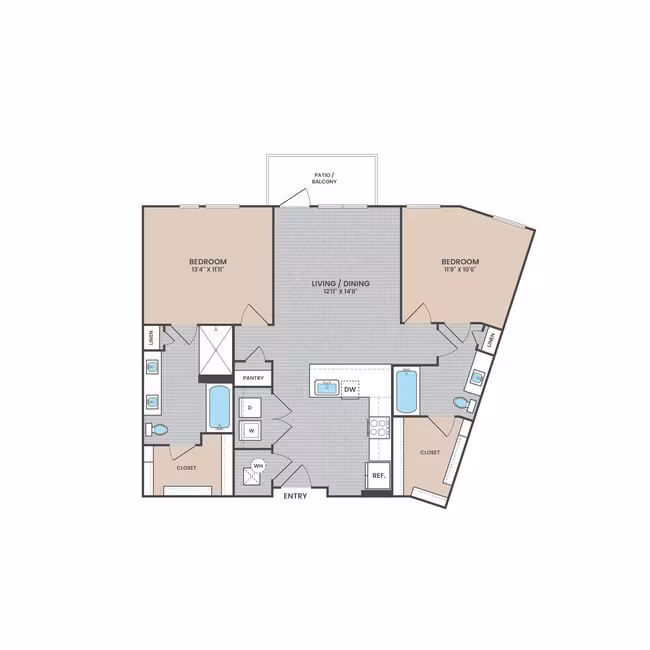 2 Beds • 2 Bath S5-1527 floor plan