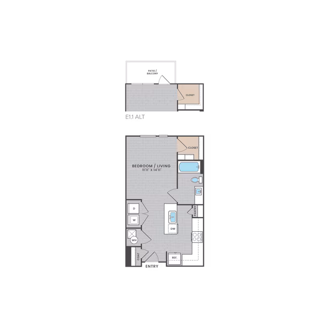 Studio • 1 Bath N1-1169 floor plan