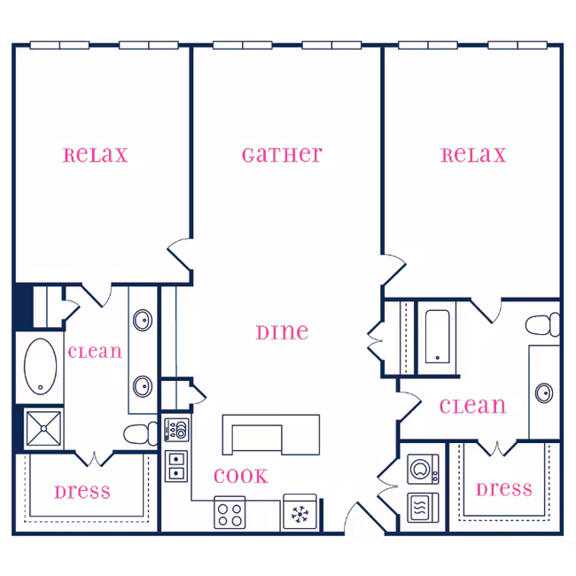 2 Beds • 2 Bath 1237 floor plan