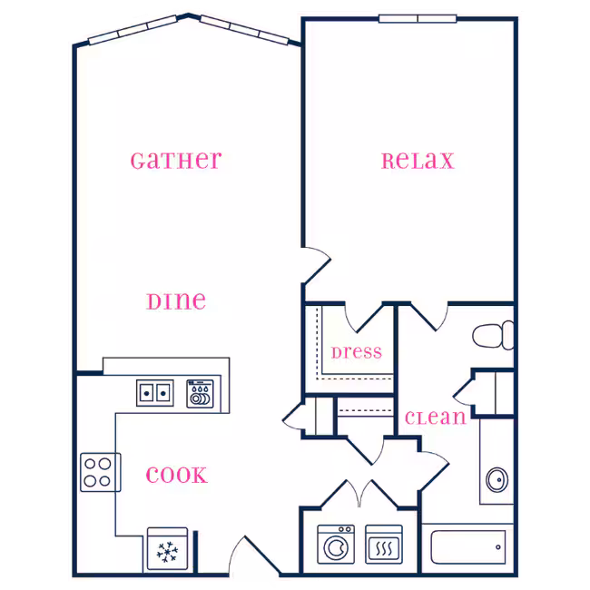 1 Bed • 1 Bath 1226 floor plan