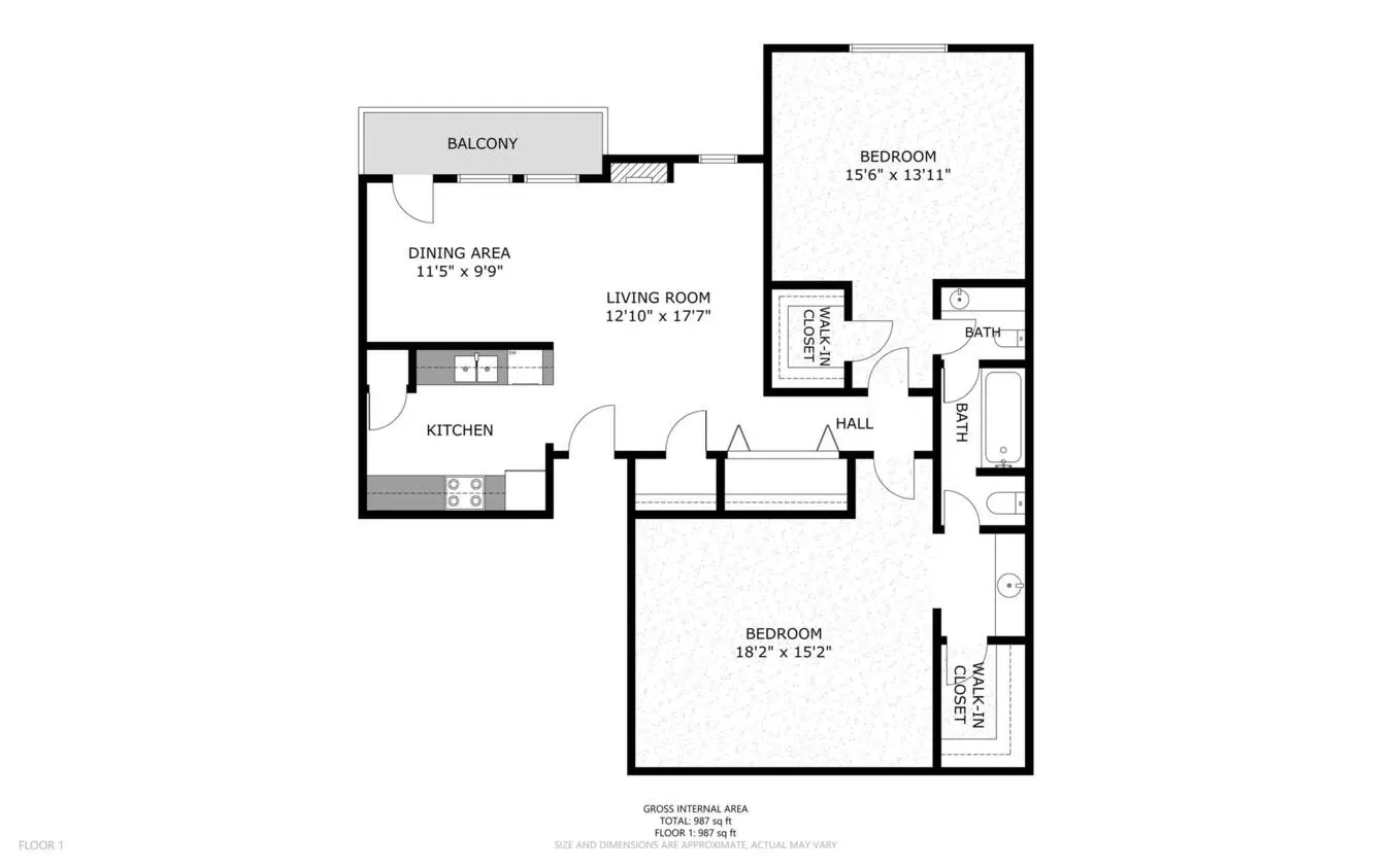 2 Beds • 1 Bath 146 floor plan