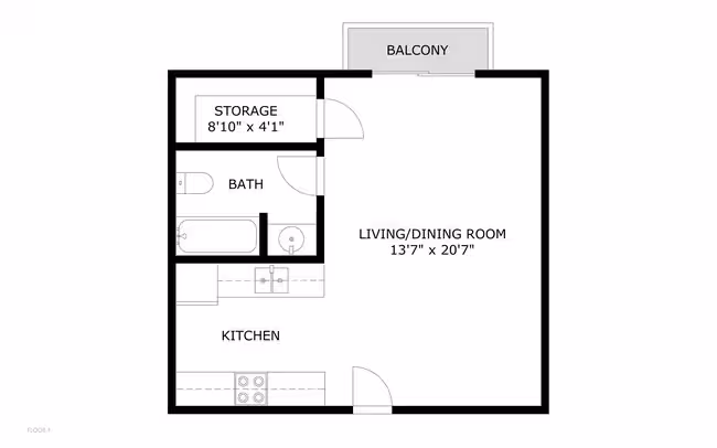 Studio • 1 Bath 110 floor plan