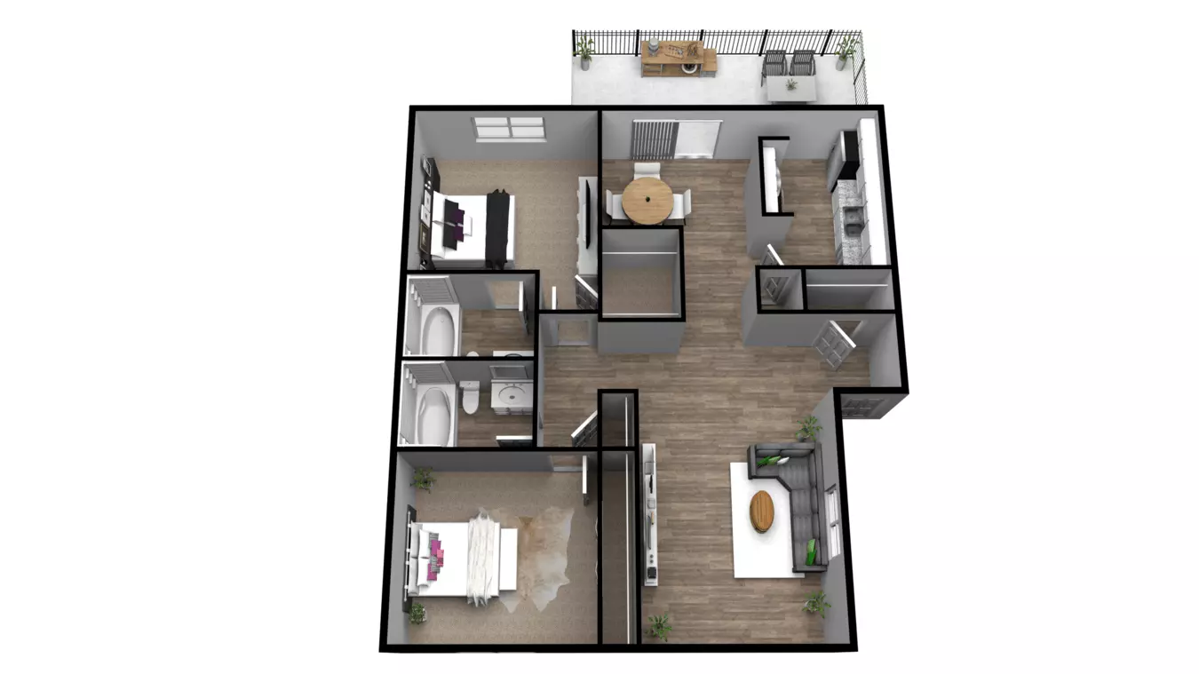 2 Bedroom 2 Bathroom - B3 134 floor plan