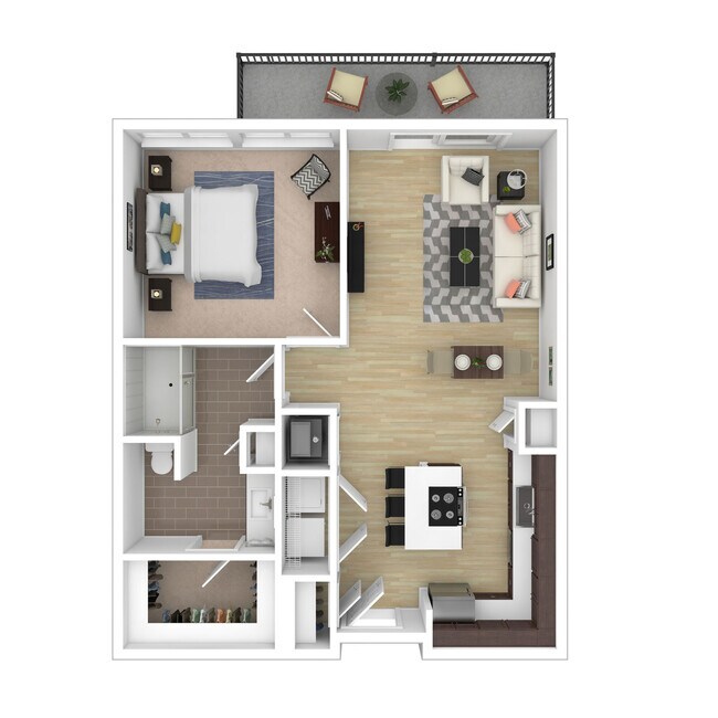 1 Bed • 1 Bath 2104 floor plan