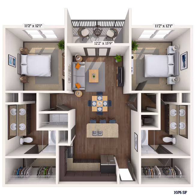 2 Beds • 2 Bath 4115 floor plan