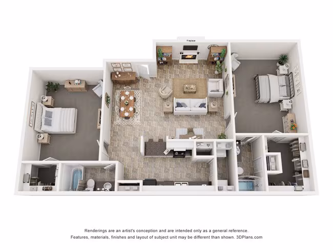 2 Beds • 2 Bath 2037 floor plan