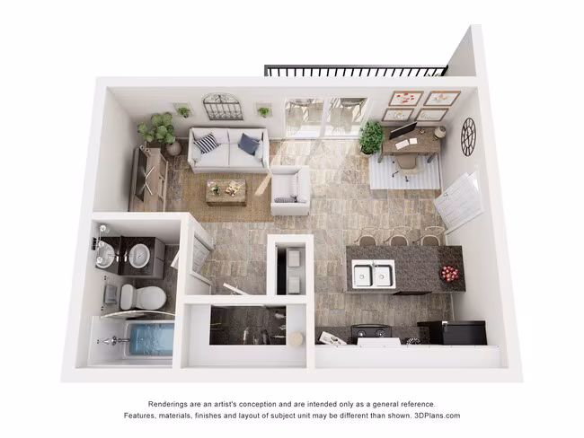 Studio • 1 Bath 1011 floor plan