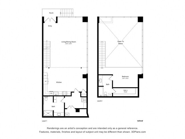 1 Bed • 1 Bath 180 floor plan