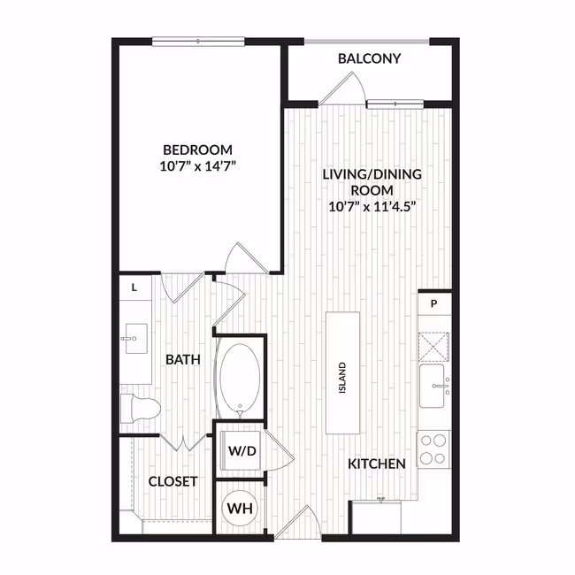 1 Bed • 1 Bath 3055 floor plan
