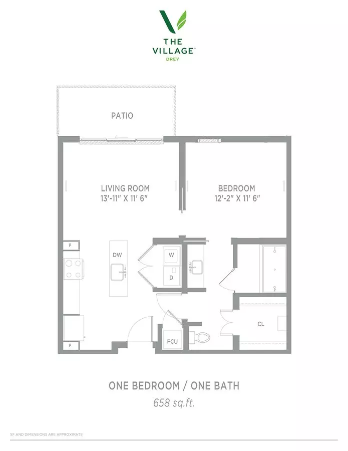 1 Bed • 1 Bath 2304 floor plan
