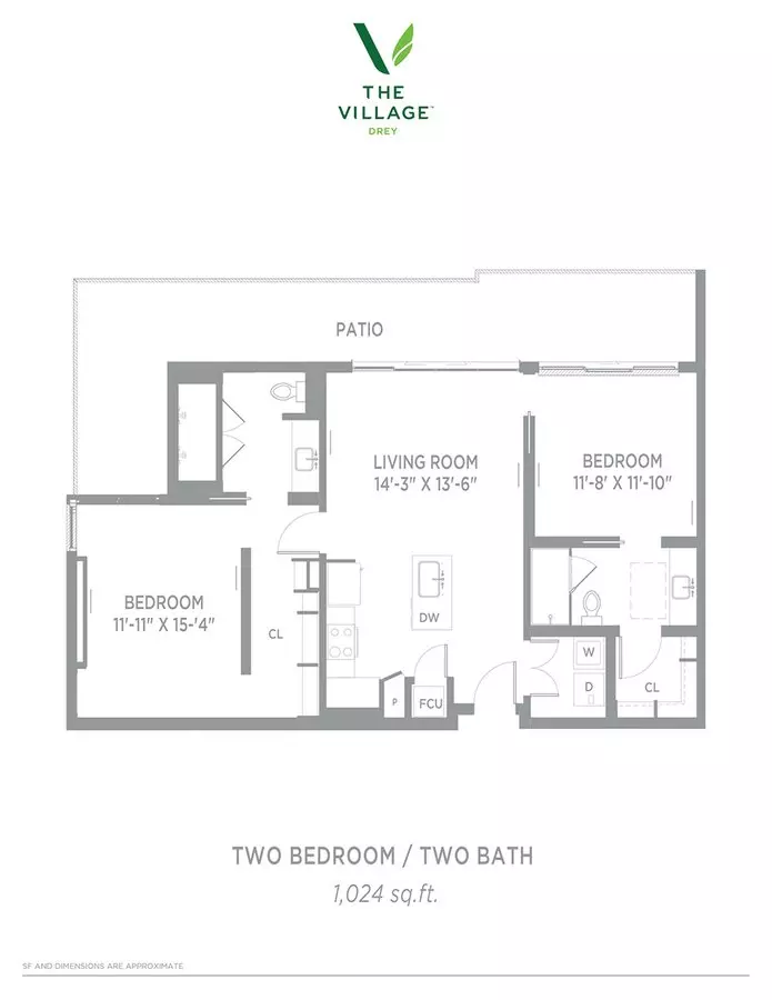 2 Beds • 2 Bath 714 floor plan