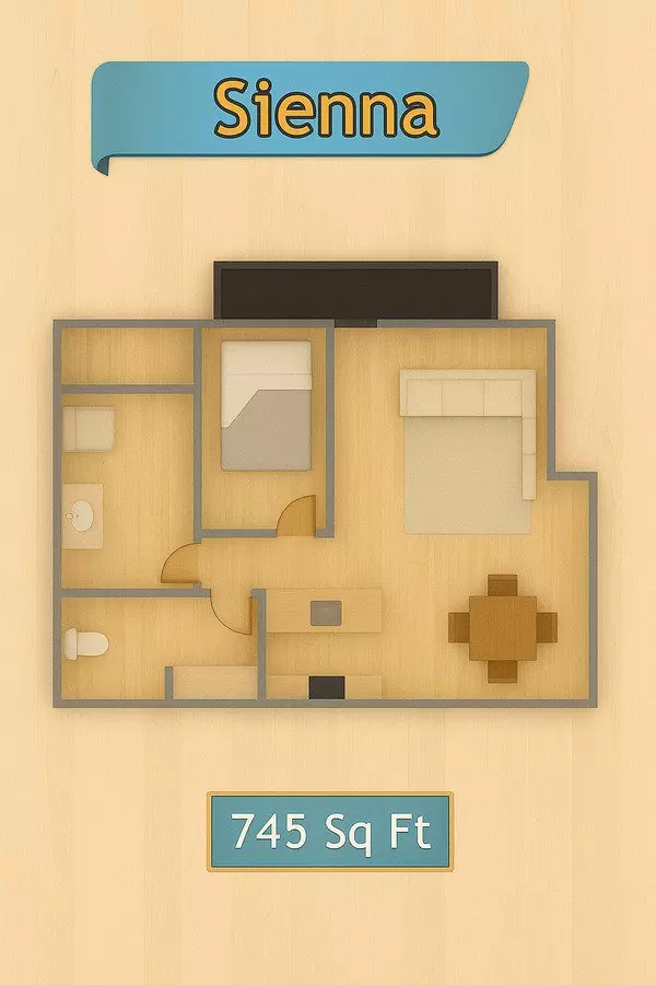 1 Bed • 1 Bath 616 floor plan
