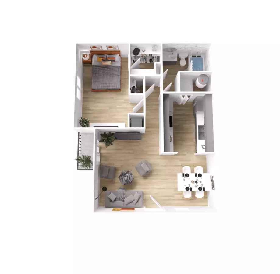 1 Bed • 1 Bath 1-1316 floor plan