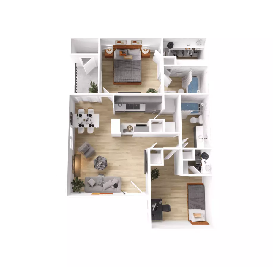 2 Beds • 2 Bath 2-611 floor plan