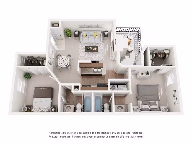 2 Beds • 2 Bath 1303 floor plan