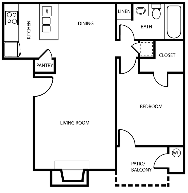 1 Bed • 1 Bath 1117 floor plan