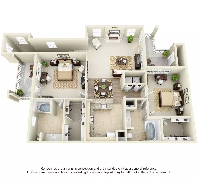 2 Beds • 2 Bath 2421 floor plan
