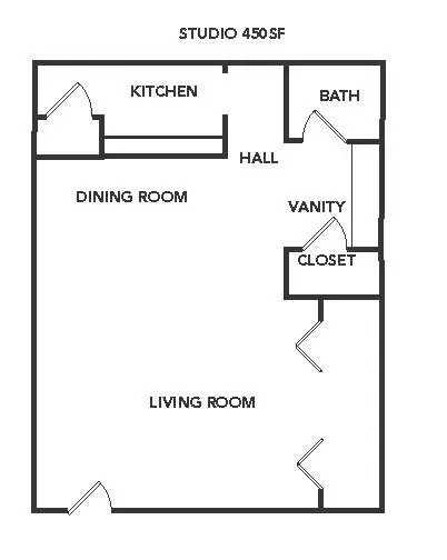 A1 - 1 Bedroom 1 Bathroom 116 floor plan