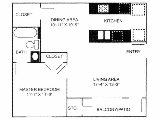 1X1-A 0104 floor plan