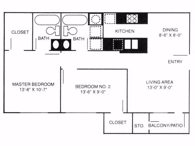 2X2-A 1104 floor plan
