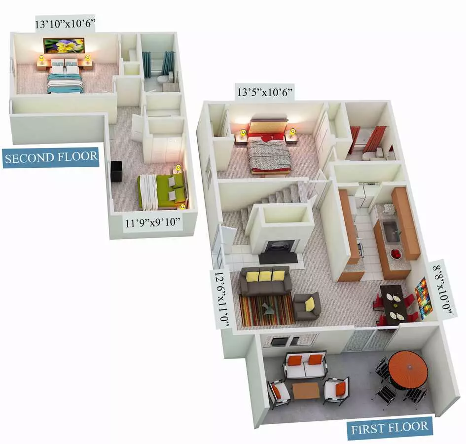 3 Beds • 2 Bath 0103 floor plan