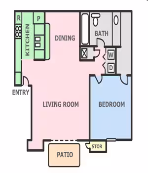 2 Beds • 2 Bath 1104 floor plan