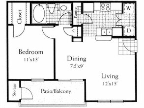 1 Bed • 1 Bath 1733 floor plan