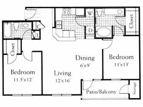 2 Beds • 2 Bath 626 floor plan