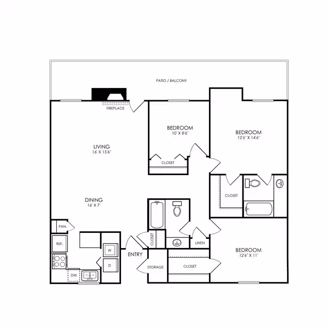 3 Beds • 2 Bath 2212 floor plan