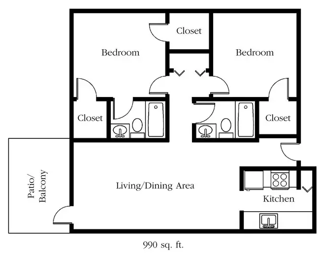 2 Beds • 2 Bath 240D floor plan