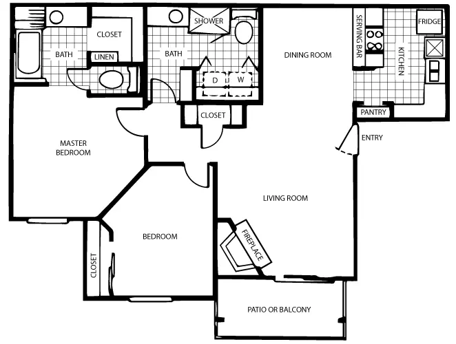 2 Beds • 2 Bath 440 floor plan
