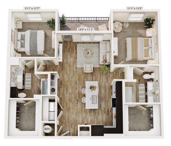 2 Beds • 2 Bath 4406 floor plan