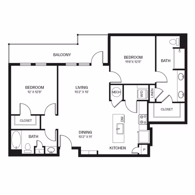 Unit B-1336 B-1436 floor plan