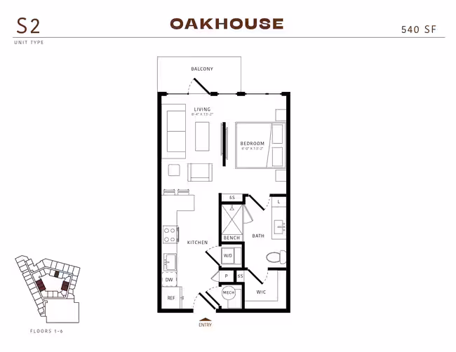 Studio • 1 Bath 424 floor plan
