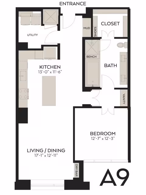 1 Bed • 1 Bath 3203 floor plan