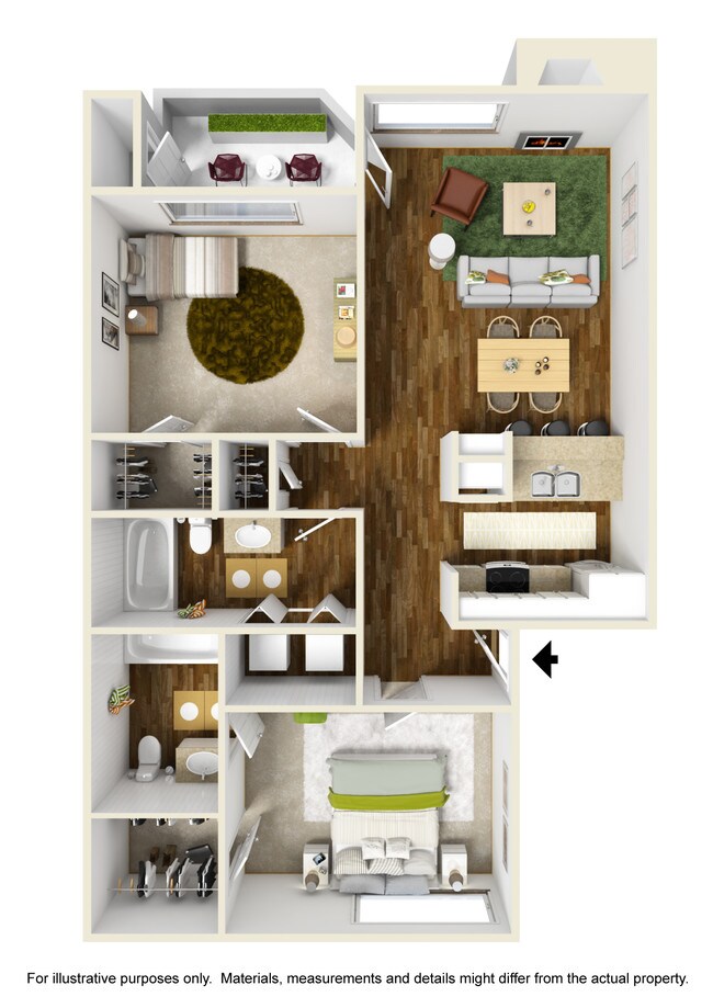 2 Beds • 2 Bath 1060 floor plan