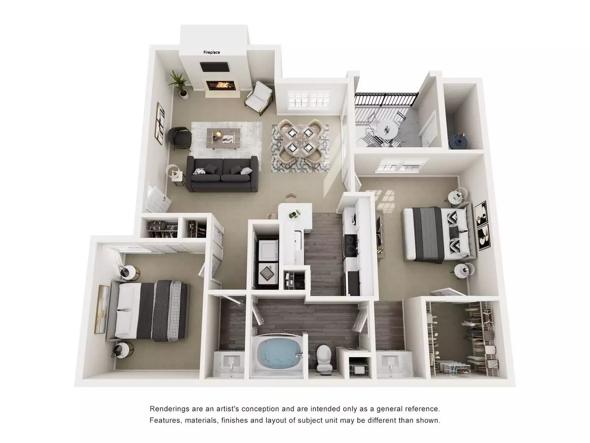 2 Beds • 1 Bath 0931 floor plan