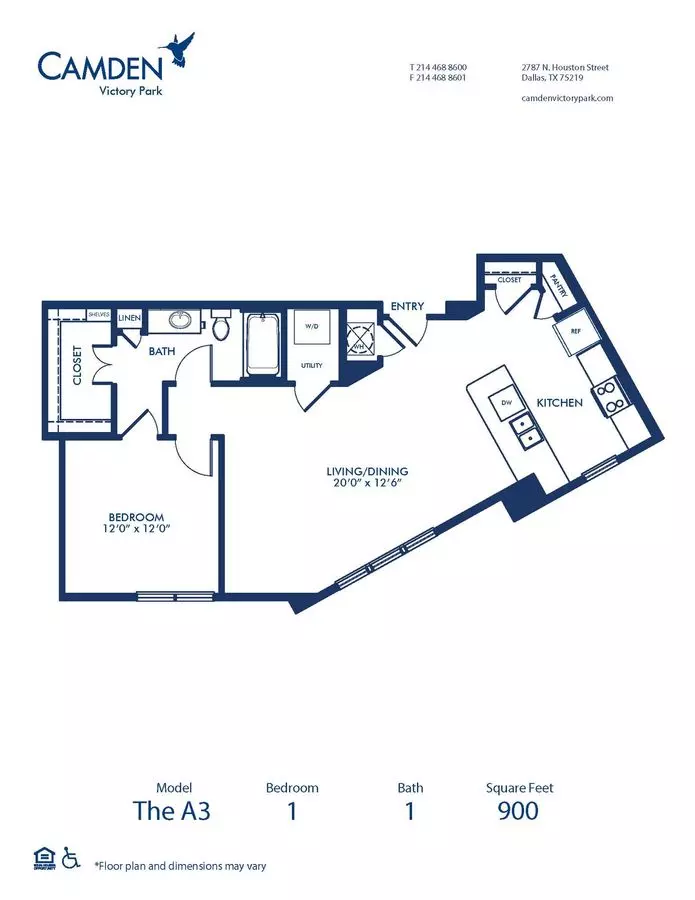 1 Bed • 1 Bath 0098 floor plan