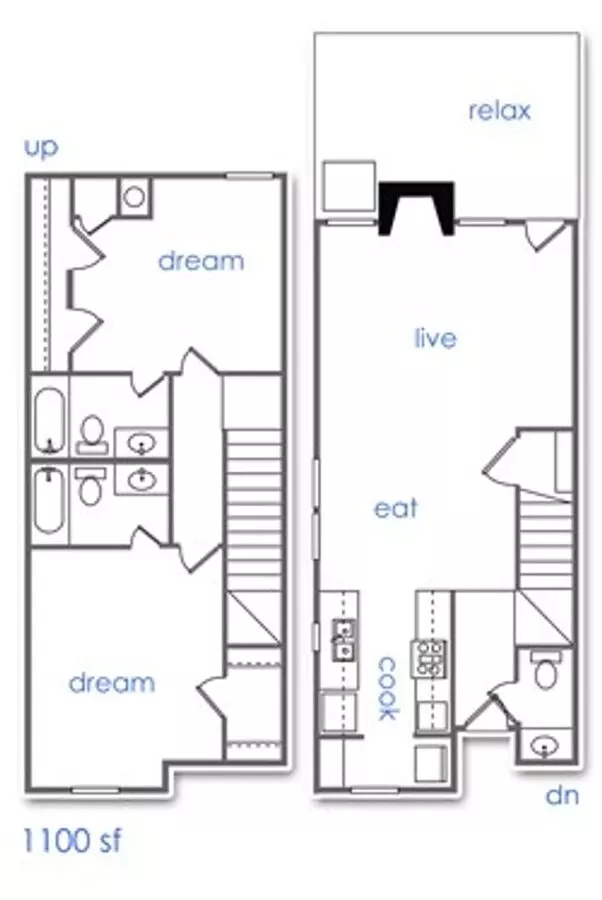 2 Beds • 2 Bath floor plan