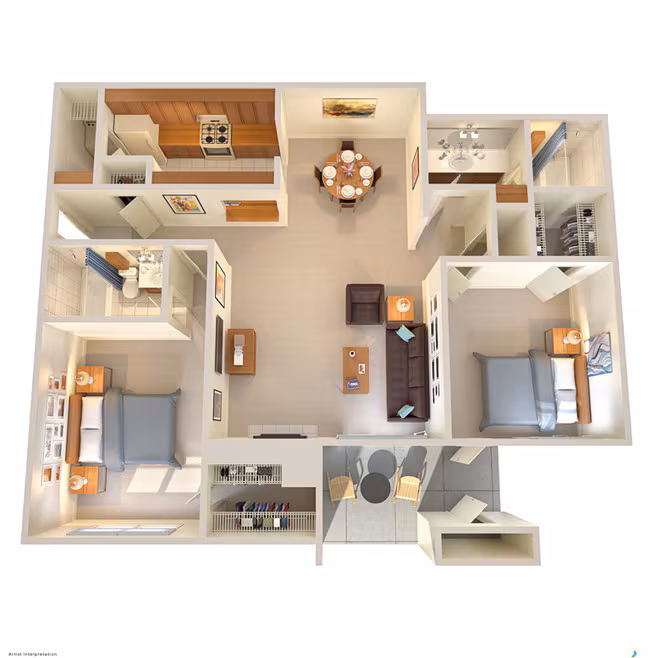 2 Beds • 2 Bath 1632 floor plan