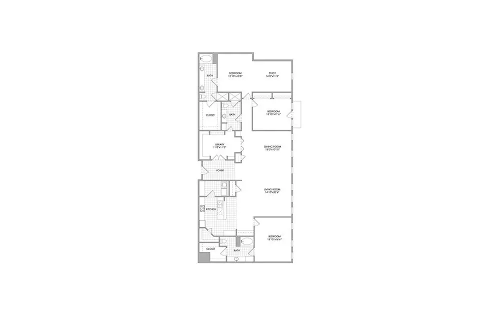 3 Beds • 3 Bath C1 floor plan