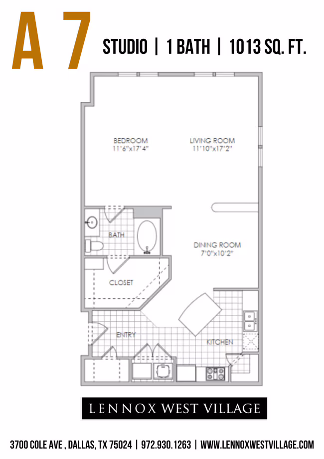 1 Bed • 1 Bath A8 floor plan