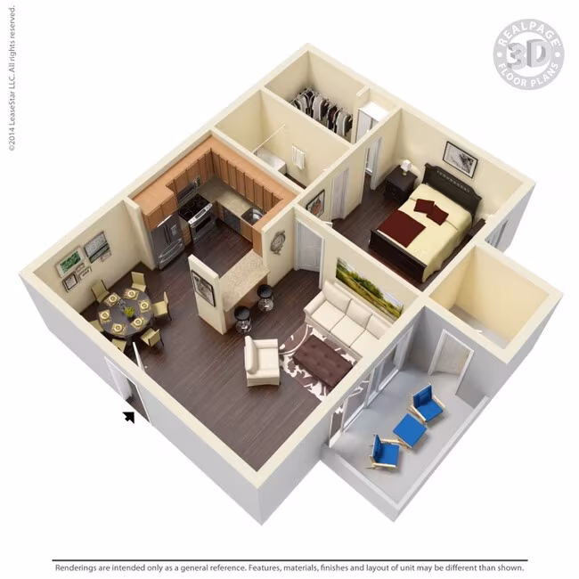 1 Bed • 1 Bath 0427 floor plan