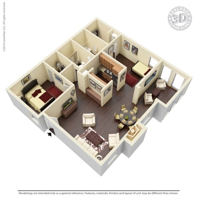 2 Beds • 2 Bath 0936 floor plan