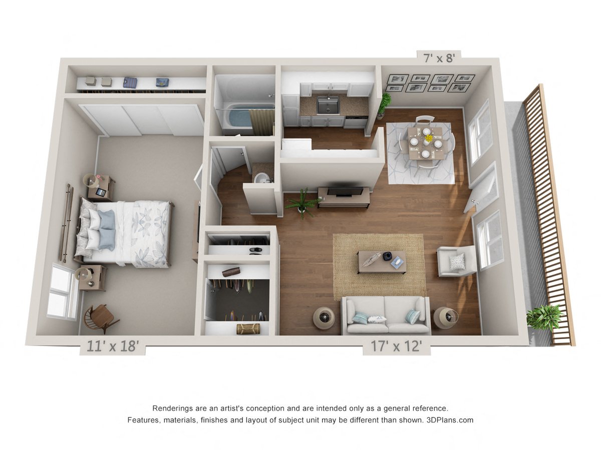 1 Bedroom, 1 Bath A 311 floor plan