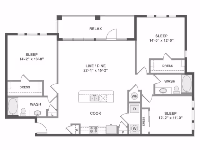 Unit 2-2208 2-2302 floor plan