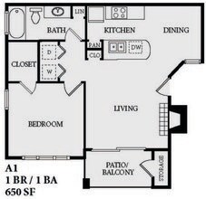 1 Bed • 1 Bath 621 floor plan