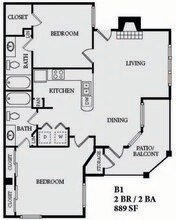 2 Beds • 2 Bath 422 floor plan